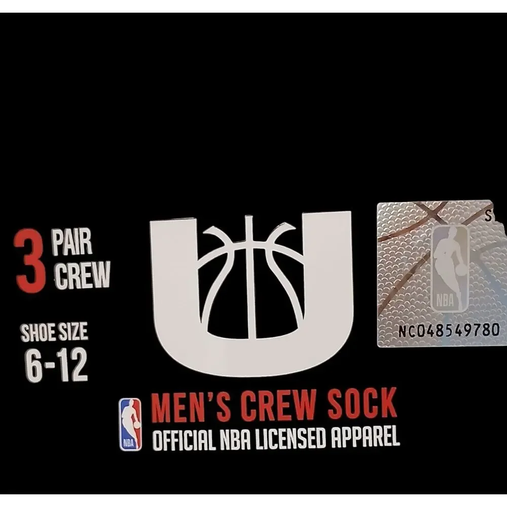 3 Pairs NBA Los Angeles LAKERS CREW Socks Men's Size 6-12‎ Sporty Tube Official